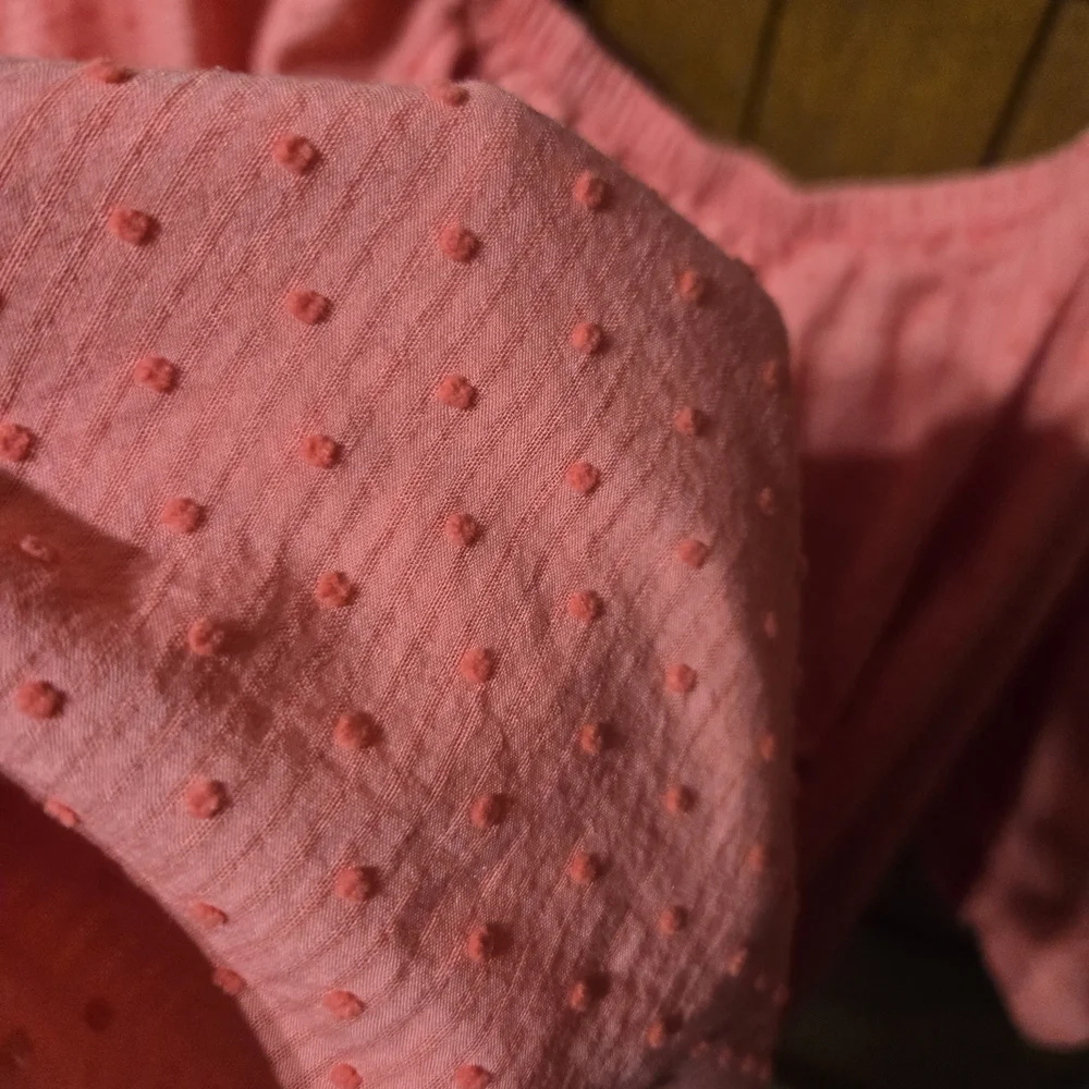 LC Lauren Conrad Deep Coral Textured Blouse - Picture 6 of 6